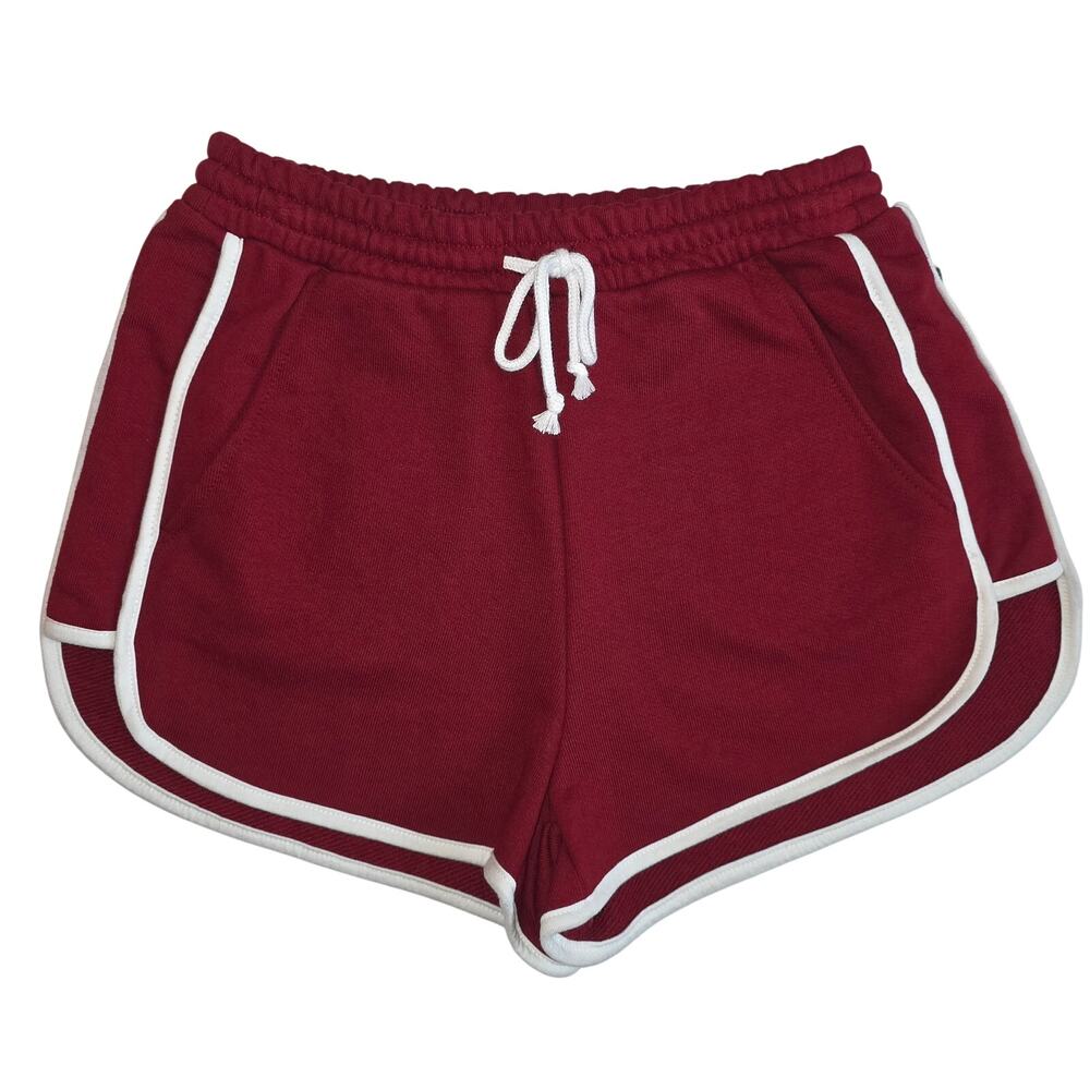 NWT S Women's Burgundy Terry Cloth Shorts w/Pockets & Elastic Waist